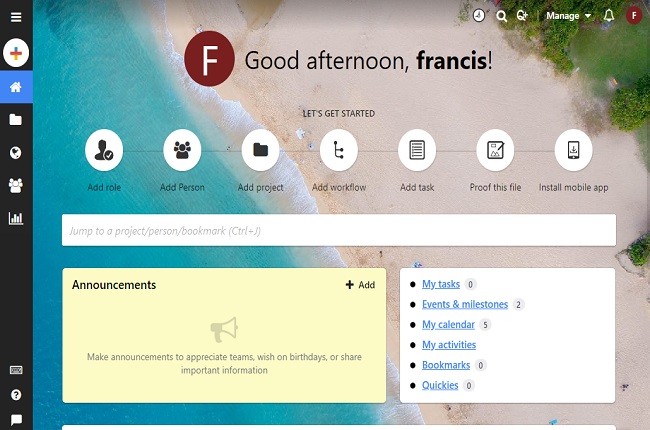 Proof Hub Home Interface